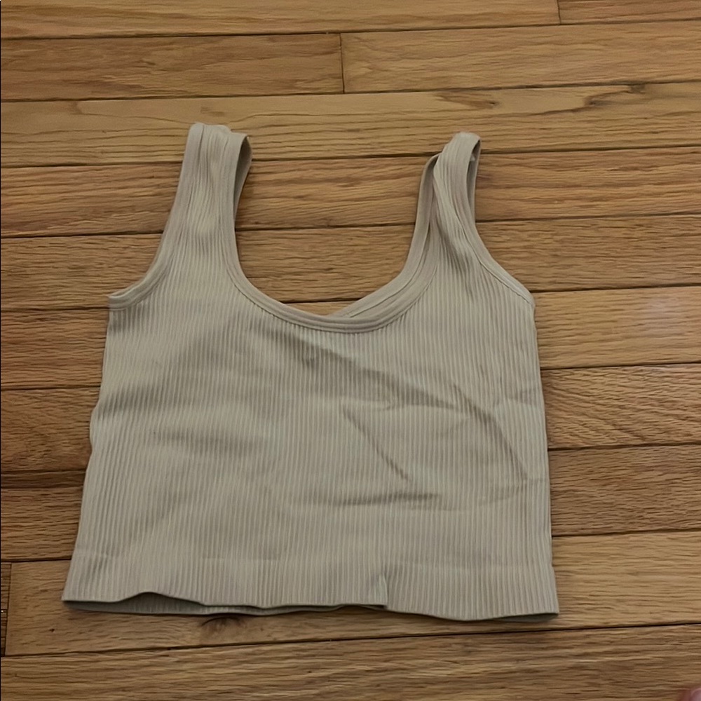 Cream Ribbed Women's Tank Top